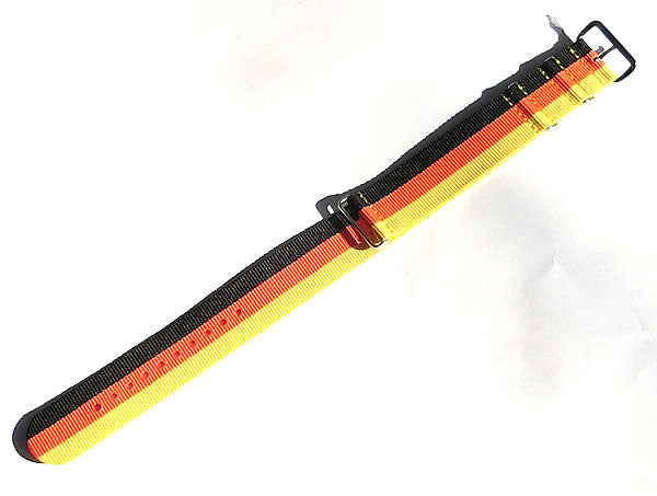 時計ナイロンバンド NATOベルト イエロー×オレンジ×ブラック 22mm幅