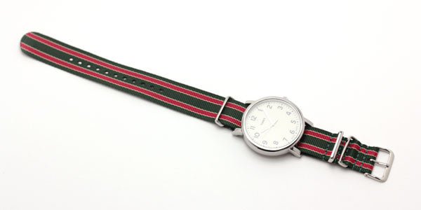 時計ナイロンバンド NATOベルト 深みのあるグリーン×レッド 18mm