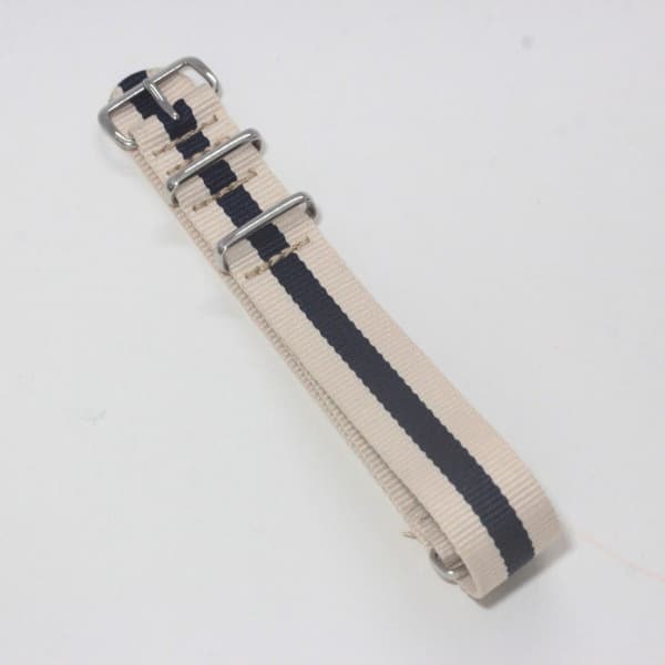 時計ナイロンバンド NATOベルト ベージュ× ネイビー 20mm