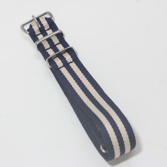 時計ナイロンバンド NATOベルト ベージュ × ネイビー ダブルライン 20mm