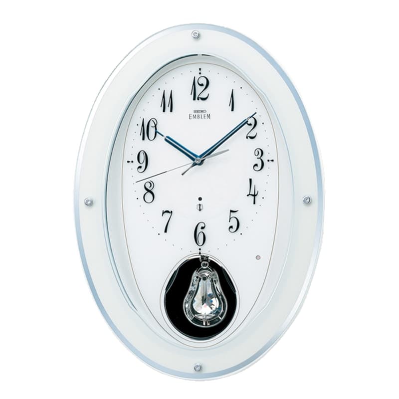 SEIKO EMBLEM(セイコー エムブレム) 木枠 電波アミューズ掛け時計 HS444W 白