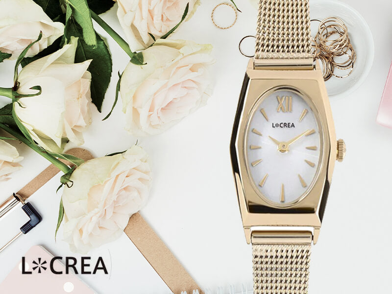 LCREA(ルクレア) OVALE ソーラー腕時計 LC2003-GPMGP メッシュベルト ゴールド
