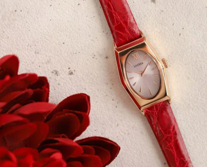 LCREA(ルクレア) OVALE ソーラー腕時計 LC2003-PGCRD 本ワニ革 レッド