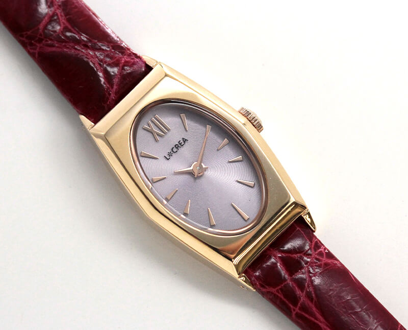 LCREA(ルクレア) OVALE ソーラー腕時計 LC2003-PGCRD 本ワニ革 レッド