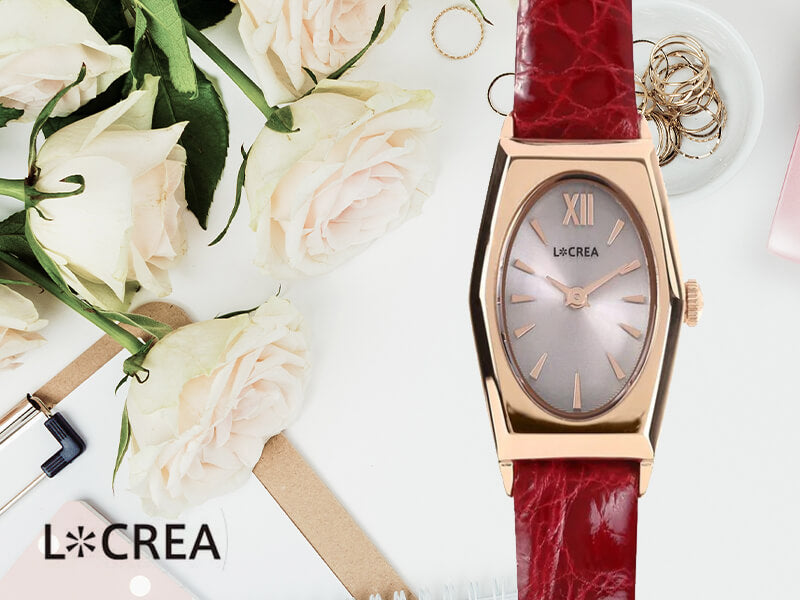 LCREA(ルクレア) OVALE ソーラー腕時計 LC2003-PGCRD 本ワニ革 レッド