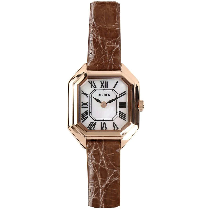 LCREA(ルクレア) CARRE ソーラー腕時計 LC2004-PGCMO 本ワニ革 モカ