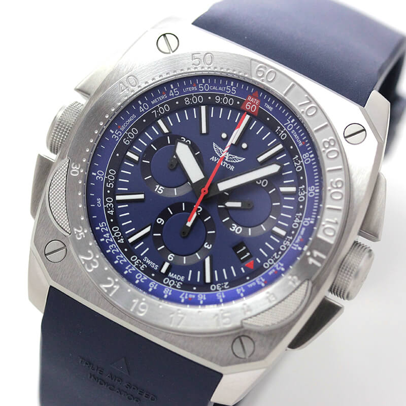 AVIATOR(アビエイター) MIG-29 SMT CHRONO(ミグ29 SMTクロノ) クォーツ パイロットウォッチ M.2.30.0.220.6 ブルー 腕時計