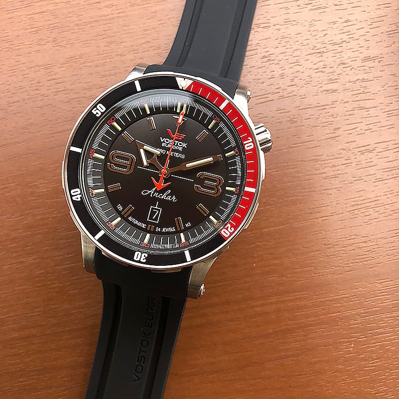 ボストーク・ヨーロッパ アンチャール世界限定モデル/手巻き機能あり/NH35A-510A587 ブラックラバーベルト 腕時計