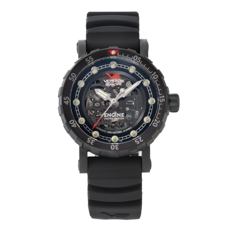 VOSTOK EUROPE(ボストークヨーロッパ) ENGINE(エンジン) 自動巻き スケルトン 腕時計 ブラック NH72-571C647