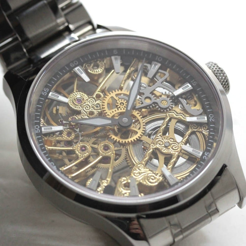 正美堂創業50周年記念ウォッチ/オリジナル腕時計/スケルトン/スイス製オールドユニタスムーブメント/old6497-501