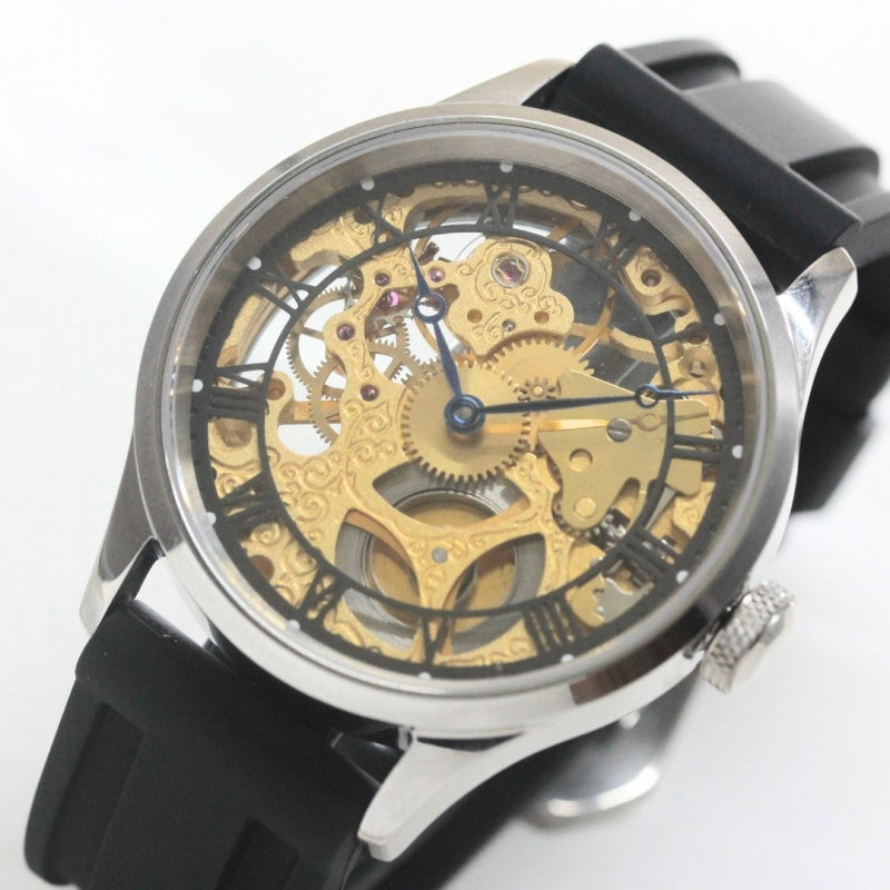 正美堂オリジナルウォッチ/腕時計/スケルトン/スイス製オールドユニタスムーブメント/old6497gb