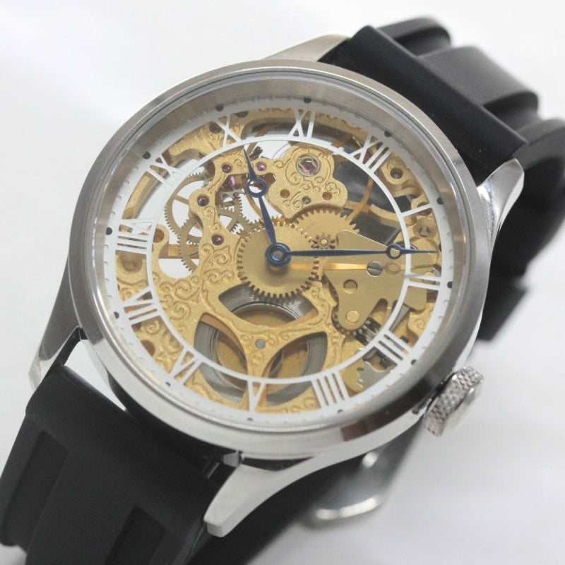 正美堂オリジナルウォッチ/腕時計/スケルトン/スイス製オールドユニタスムーブメント/old6497gs