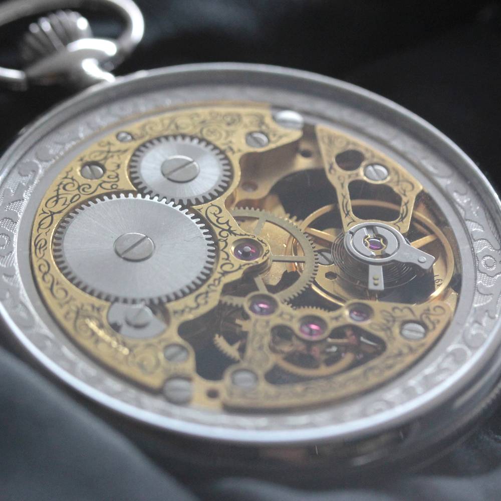 正美堂オリジナルウォッチ/懐中時計/リサイクルウォッチ/スケルトン/old6497pw-108