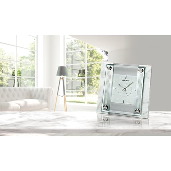 SEIKO セイコー ガラス クオーツ置き時計【QK737W】