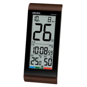 SEIKO 電波時計 コンパクト置時計 セイコー（SEIKO）掛け置き兼用デジタル電波クロック/SQ431B/茶