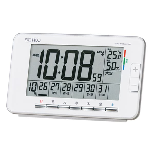 SEIKO セイコー ウィークリーアラーム デジタル 電波 目覚まし時計 SQ774W 白