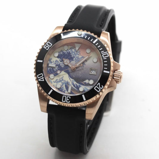 正美堂オリジナルウォッチ/ブロンズケース/和柄文字盤/スイス製自動巻きムーブメント/stp111-bdhr