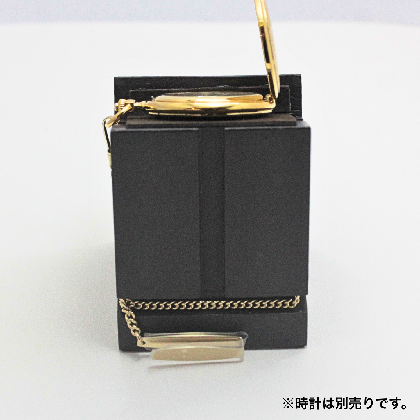 チェーンも収納できます 正美堂オリジナル 懐中時計用木製スクエアスタンド syoh-squarewood