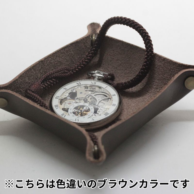 正美堂オリジナル 牛革(本革)トレイ/13センチ×13センチ/ キャメル