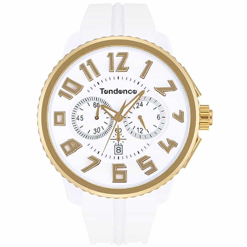 Tendence(テンデンス)GULLIVER ROUND(ガリバーラウンド)クロノグラフTY046019ホワイト×ゴールド/腕時計