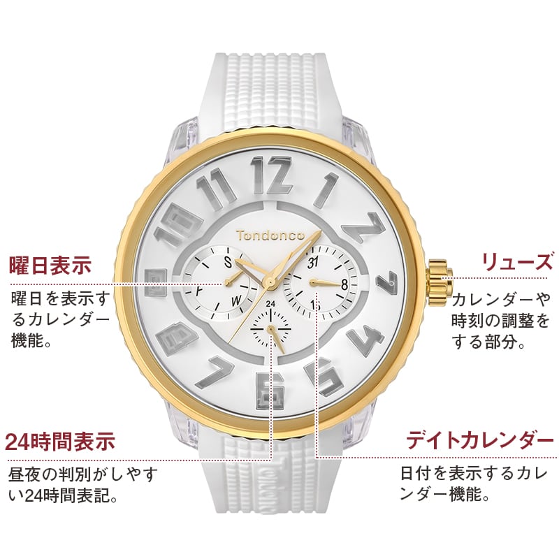 Tendence(テンデンス)FLASH(フラッシュ)2018モデル TY562005 ホワイト×ゴールド 腕時計