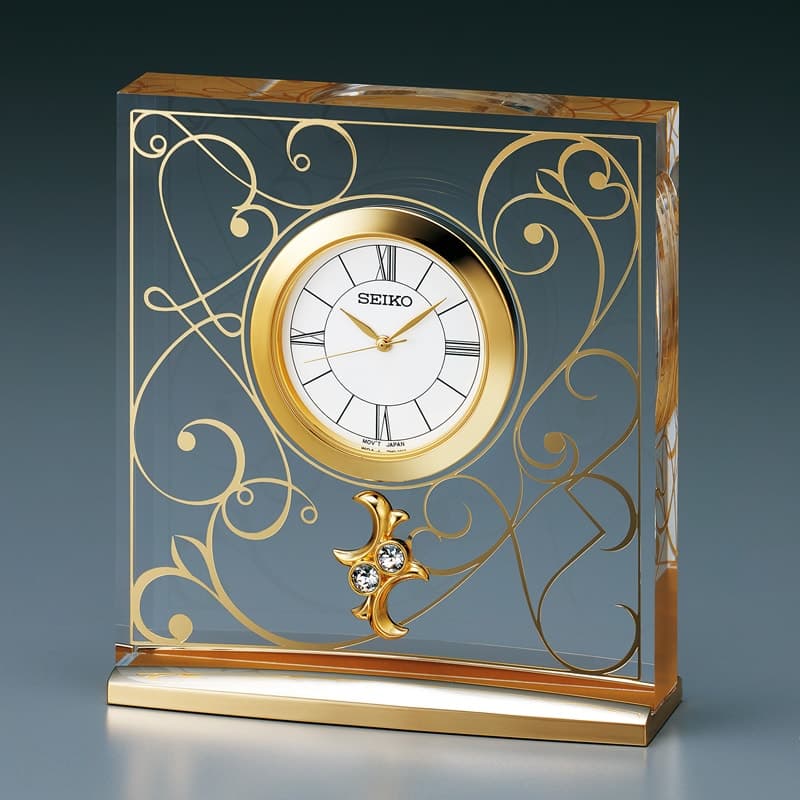 置時計　セイコー　機械式　置物　インテリア　工芸品　美術品　A2853 SEIKO セイコー スタンダード クオーツ 置き時計 レスポワール UF803G