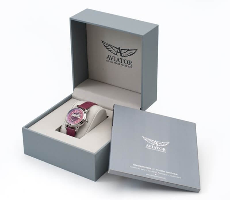 AVIATOR(アビエイター) MOONFLIGHT(ムーンフライト)ROSE TAUPE レッド 腕時計 V.1.33.0.264.4
