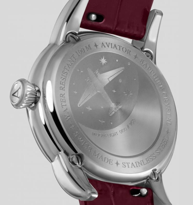 AVIATOR(アビエイター) MOONFLIGHT(ムーンフライト)ROSE TAUPE レッド 腕時計 V.1.33.0.264.4