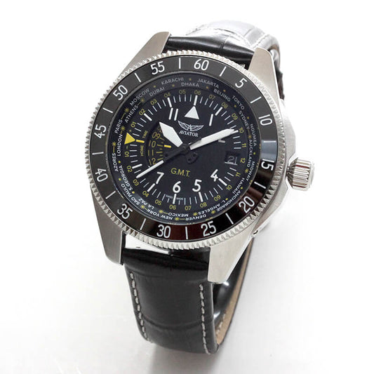 AVIATOR(アビエイター) AIRACOBRA(エアラコブラ) GMT パイロットウォッチ V.1.37.0.307.4 クォーツ 腕時計