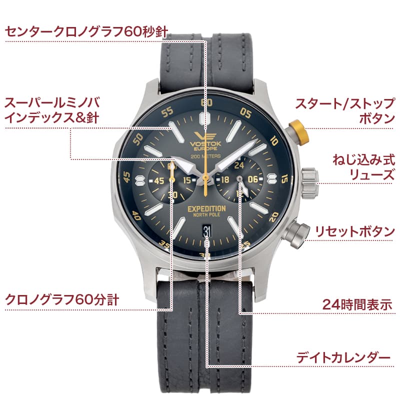 VOSTOK EUROPE(ボストーク ヨーロッパ)Expedition North Pole(エクスペディション・ノースポール) VK64-592A560 クロノグラフ 腕時計