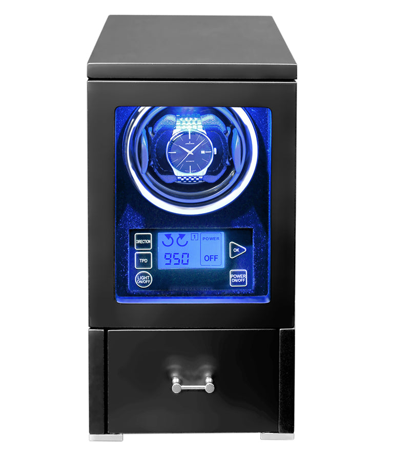 ウォッチワインダーW154-LP 1本巻き ブラックカラー LEDライトイルミネーション