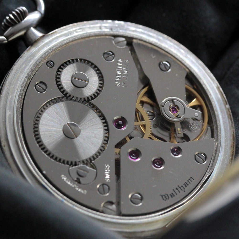 アンティークウォルサム(WALTHAM)リバーサイド復刻版/シルバー925懐中時計/waltham-108