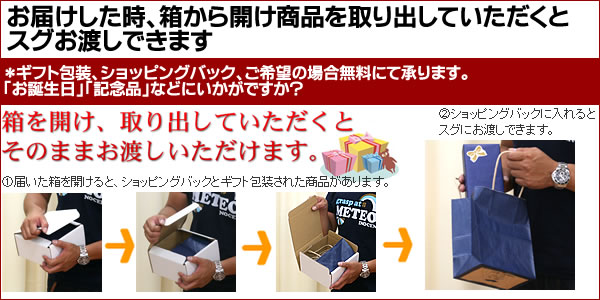 プレゼント品は、箱から取り出すとすぐにお渡しいただけます