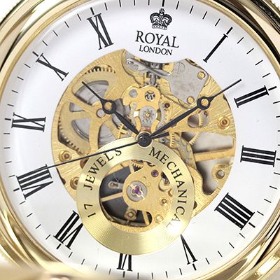 イギリスブランド ROYAL LONDON (ロイヤルロンドン) 懐中時計 9808088 スケルトン部分アップ