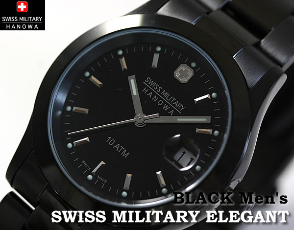 スイスミリタリー腕時計　エレガントブラック メンズ　ML132