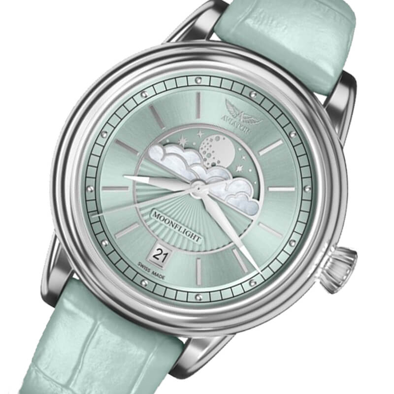 aviator(アビエイター)　スイスブランド　腕時計　レディースウォッチ　アビエイター　MOONFLIGHT　ムーンフライト　クォーツ腕時計　