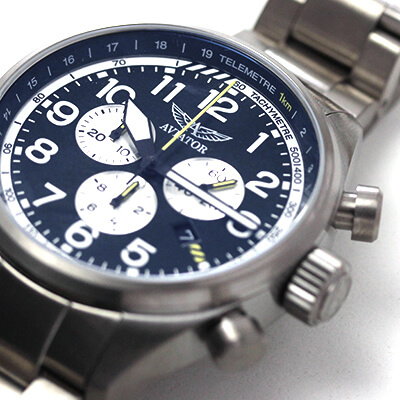 aviator(アビエイター)　スイスブランド　腕時計　パイロットウォッチ　アビエイターエアラコブラp45 クロノグラフ AIRACOBRA　ケース厚さ