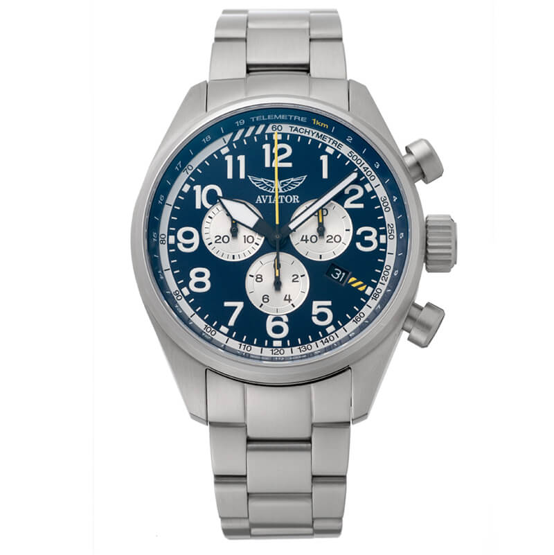aviator(アビエイター)　スイスブランド　腕時計　パイロットウォッチ　アビエイターエアラコブラp45 クロノグラフ AIRACOBRA　クォーツ腕時計　ステンレス