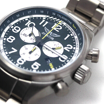 aviator(アビエイター)　スイスブランド　腕時計　パイロットウォッチ　アビエイターエアラコブラp45 クロノグラフ AIRACOBRA　ケース厚さ