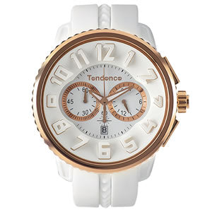 Tendence(テンデンス）GULLIVER ROUND(ガリバーラウンド）クロノグラフTG046014・02046014 ホワイト×ゴールド