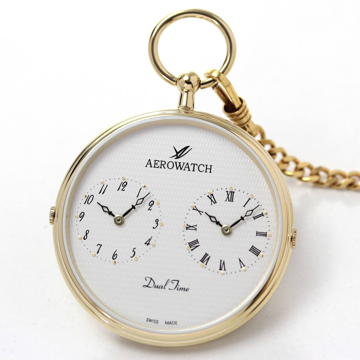 AERO(アエロ) クォーツ式 デュアルタイム 懐中時計 05826PD01・05826JA02/ペア懐中時計