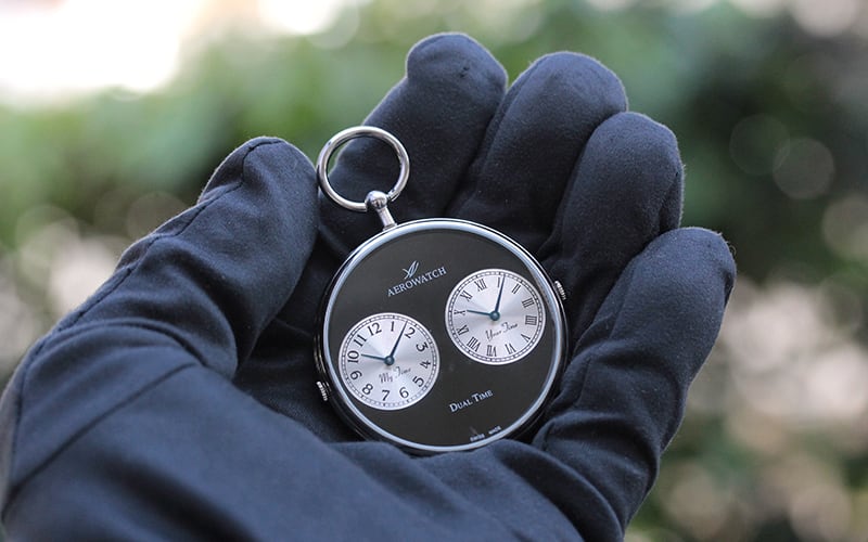 AERO(アエロ) クォーツ式 デュアルタイム 懐中時計 05826PD03・05826JA03/ペア懐中時計