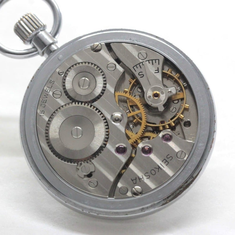 昭和42年の19セイコー鉄道時計/15石/秒針止め機能/絶版時計/19seiko-1275