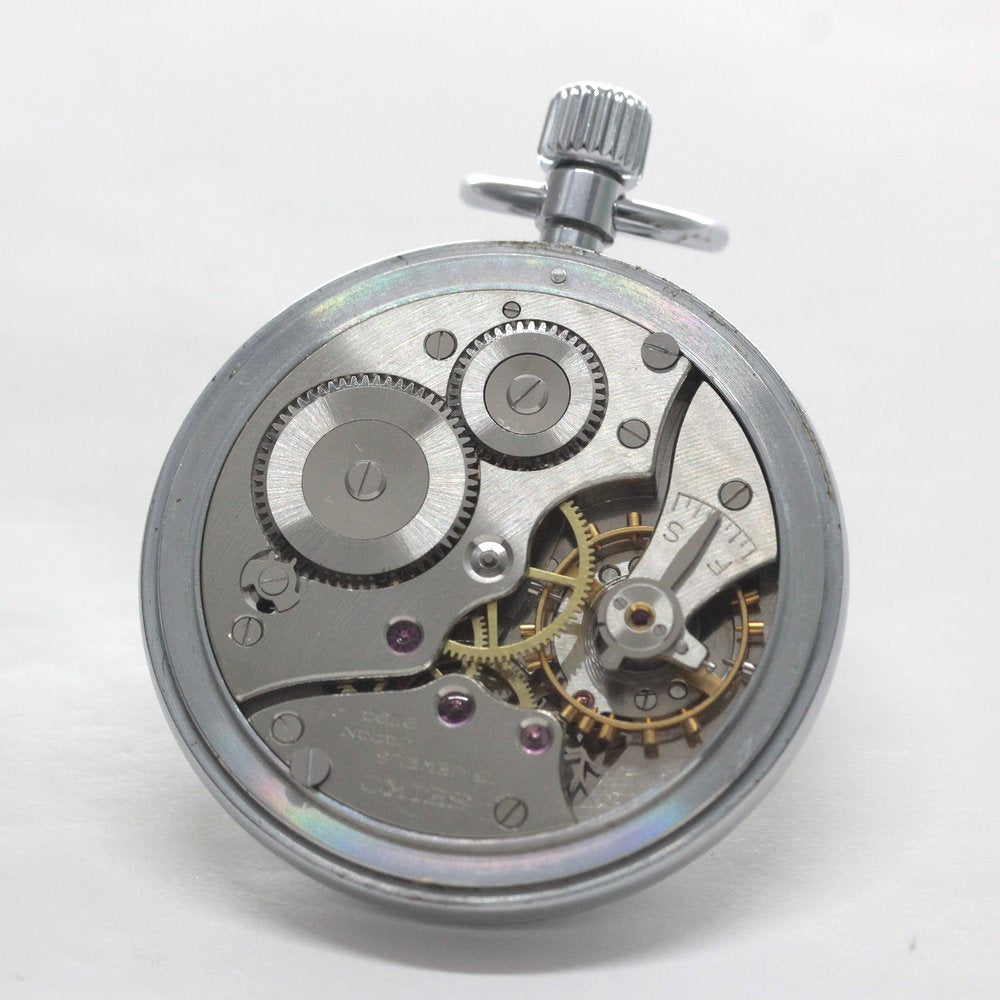 オーバーホール済で、日差30秒以内に調整します 昭和46年の19セイコー鉄道時計/15石/秒針止め機能/絶版時計/19seiko-1318