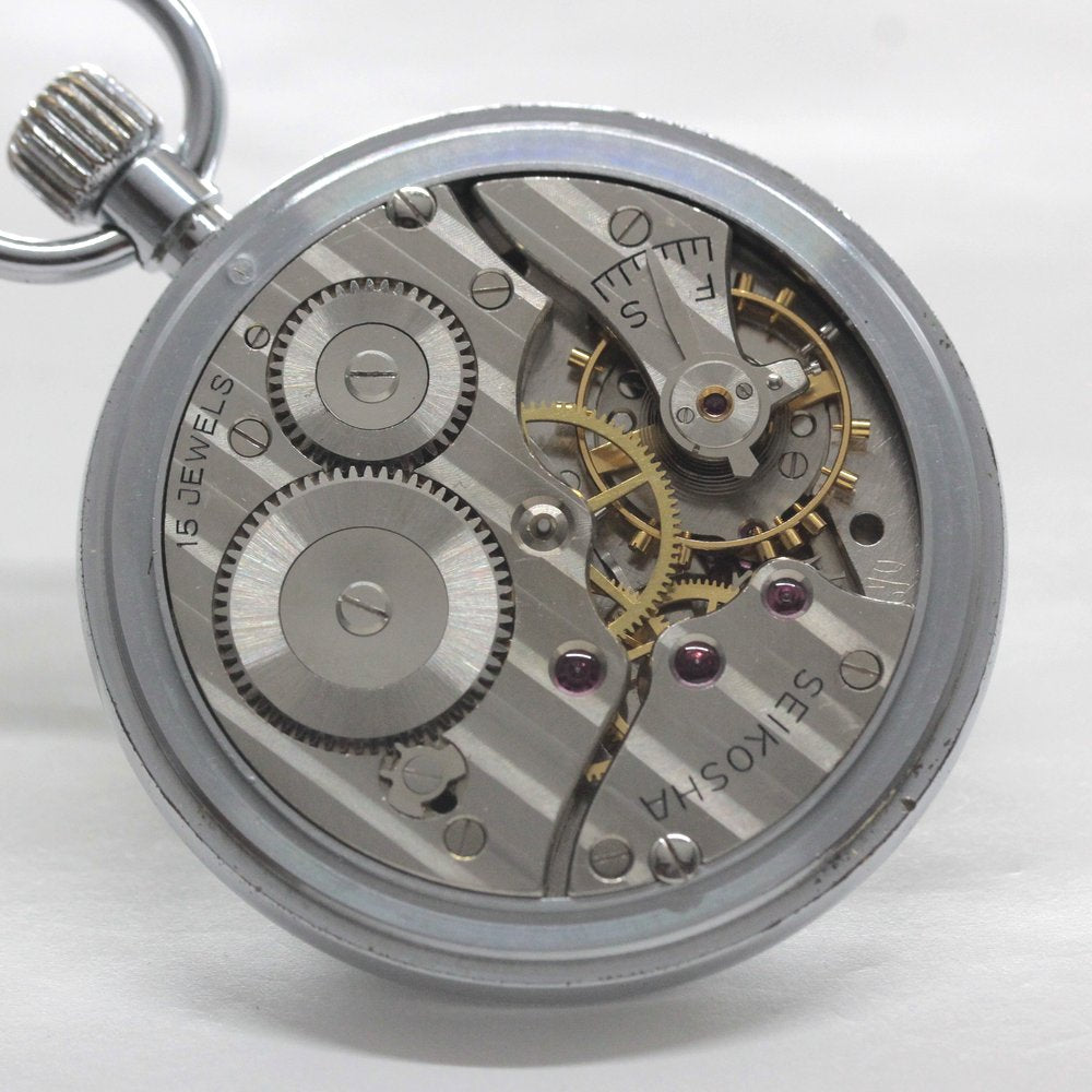 SEIKO 鉄道時計 大鉄 HE 3122 懐中時計　中古 昭和40年の19セイコー鉄道時計/15石/秒針止め機能/絶版時計