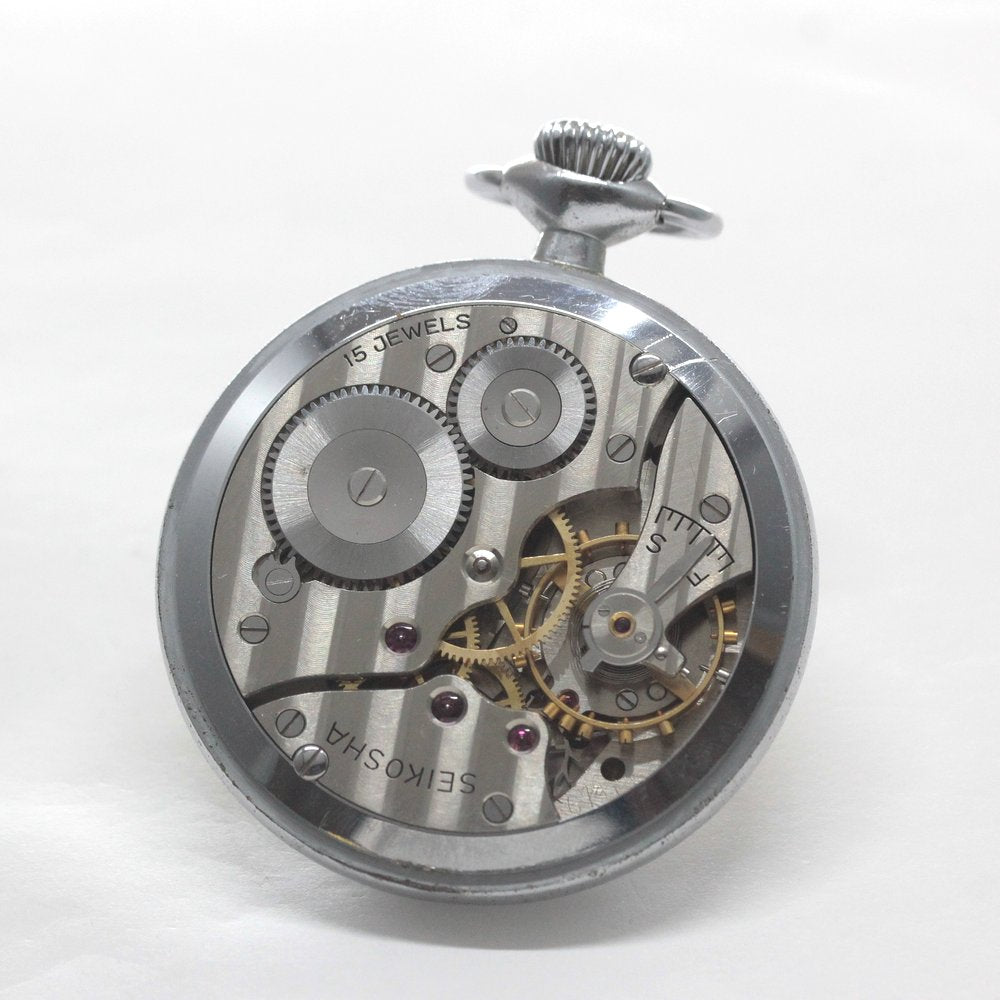 15石ムーブメント 昭和36年の19セイコー鉄道時計/15石/秒針止め機能/絶版時計/19seiko-1320