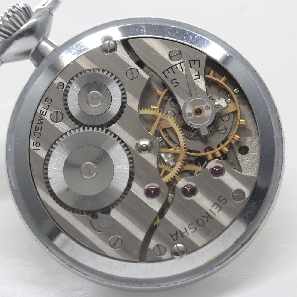 15石ムーブメント 昭和36年の19セイコー鉄道時計/15石/秒針止め機能/絶版時計/19seiko-1320