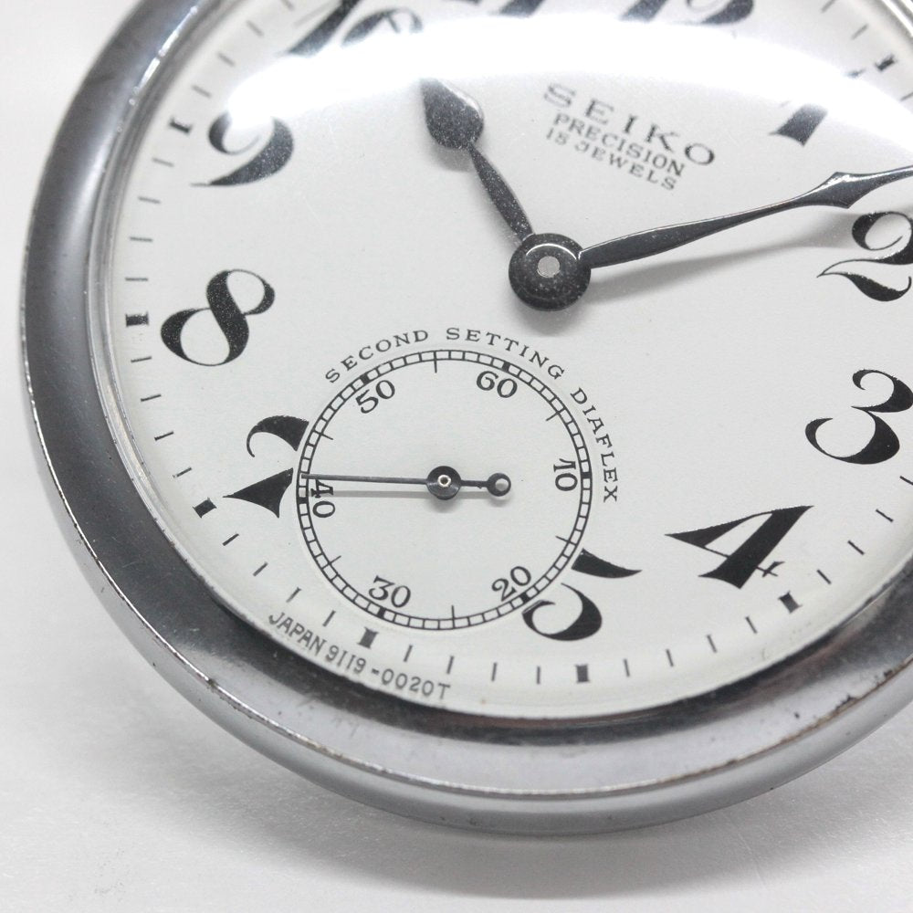 Overhauled and adjusted to within 30 seconds per day, this 19 Seiko railroad watch from 1971, features 15 jewels, a stop-seconds function, and is no longer in production. 19seiko-1318