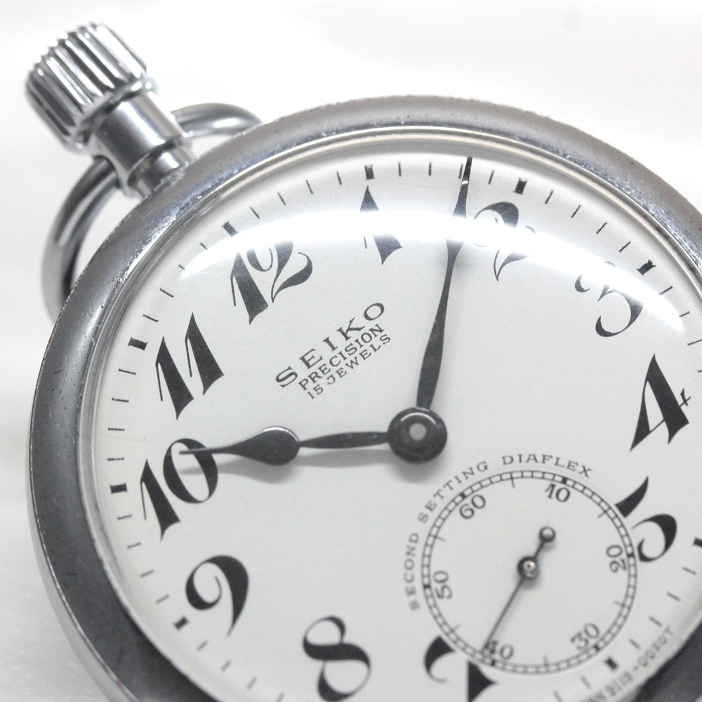 Overhauled and adjusted to within 30 seconds per day, this 19 Seiko railroad watch from 1971, features 15 jewels, a stop-seconds function, and is no longer in production. 19seiko-1318