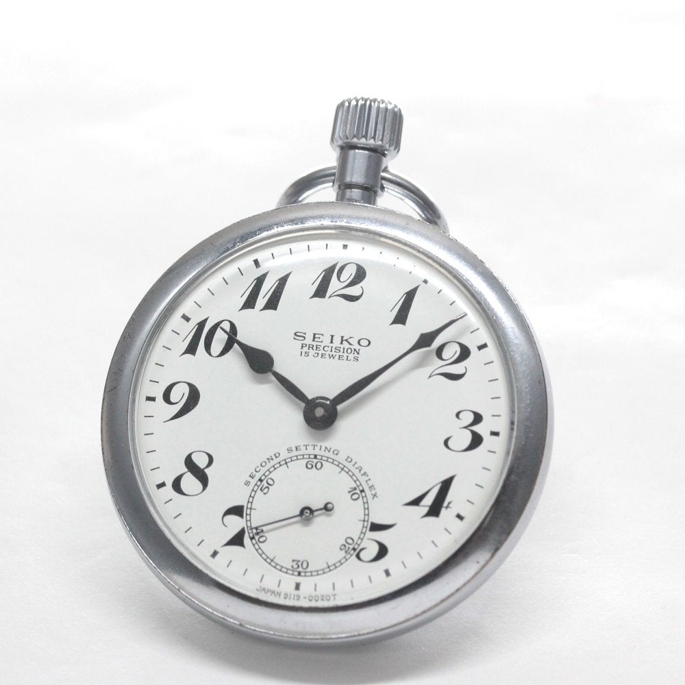Overhauled and adjusted to within 30 seconds per day, this 19 Seiko railroad watch from 1971, features 15 jewels, a stop-seconds function, and is no longer in production. 19seiko-1318